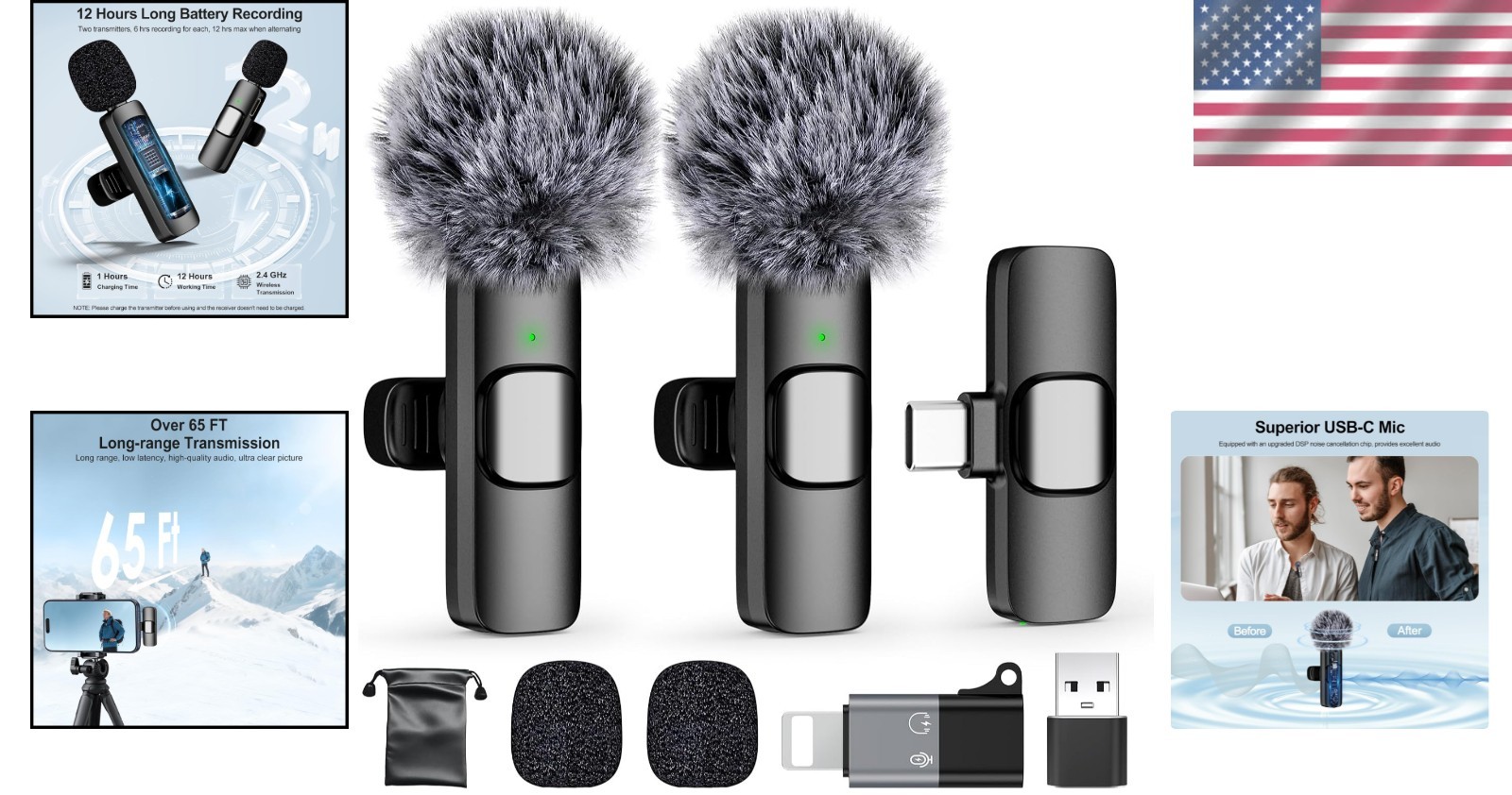 Mini Wireless Lavalier Mic for Content Creators - Clip-On with Mute Function