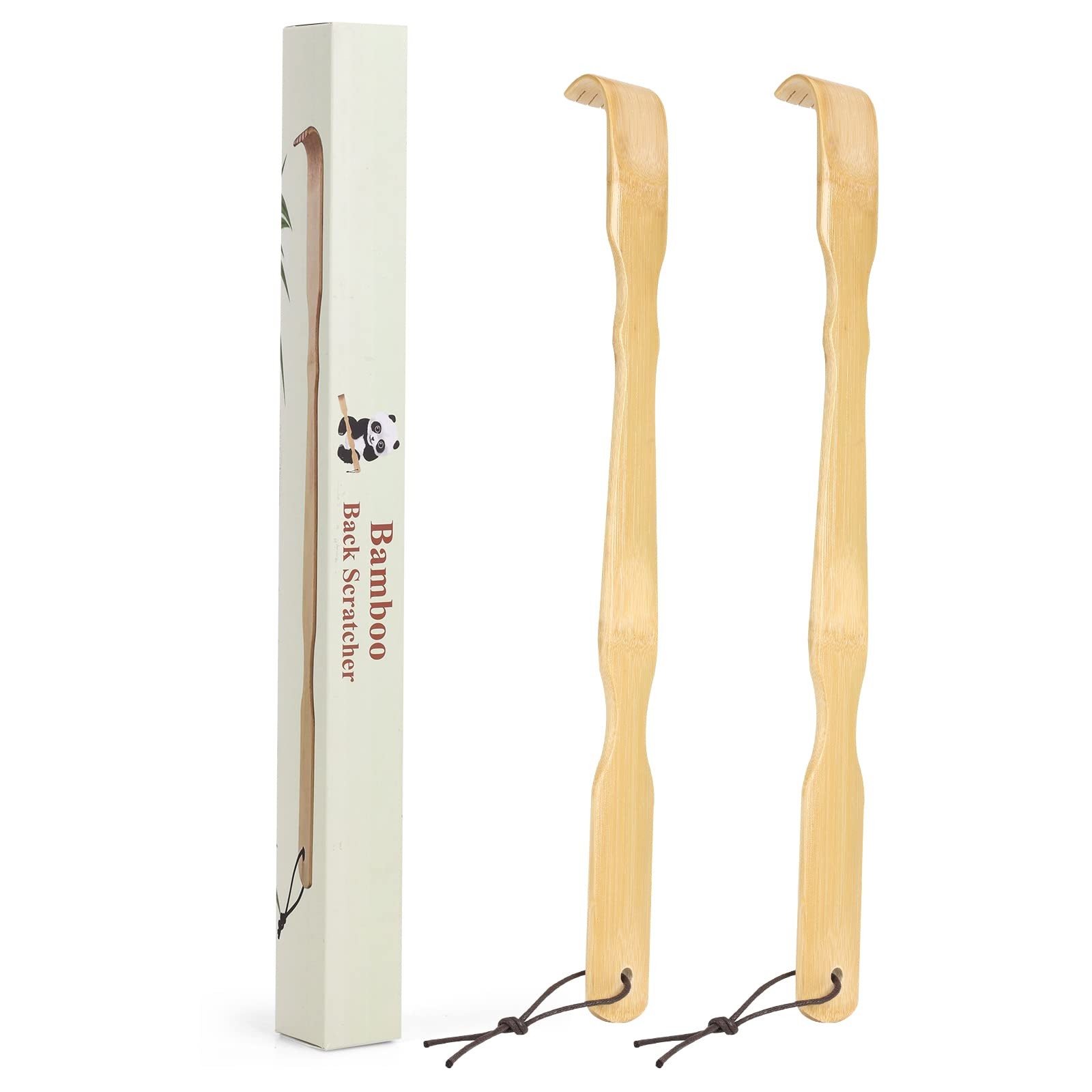2 Pack 17 Inch Long Handle Wooden Bamboo Back Scratcher  for Adults Men Women
