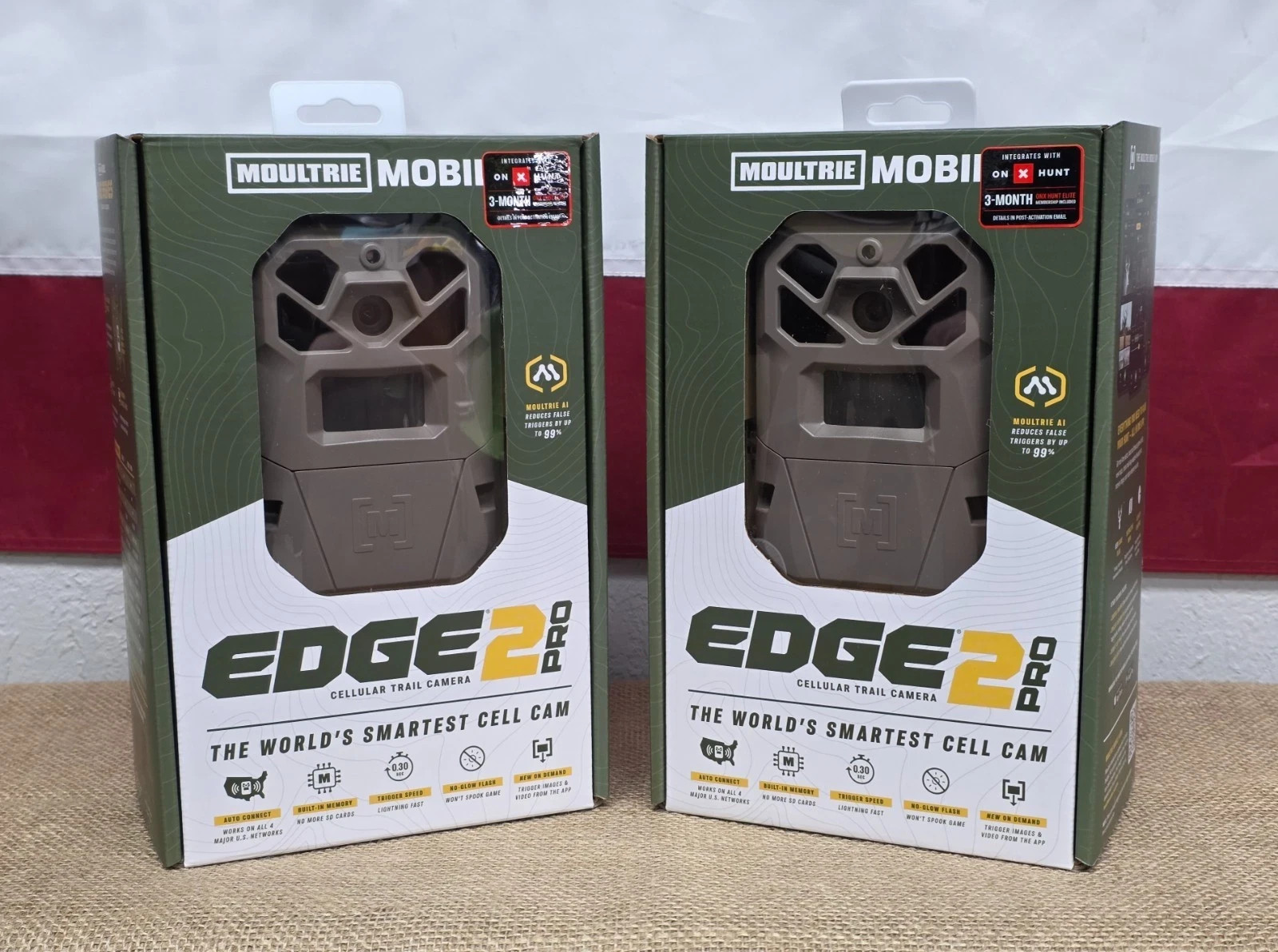 LOT (2) Moultrie EDGE 2 PRO Cellular Trail Camera w/ Built-in Memory - MMC-14125