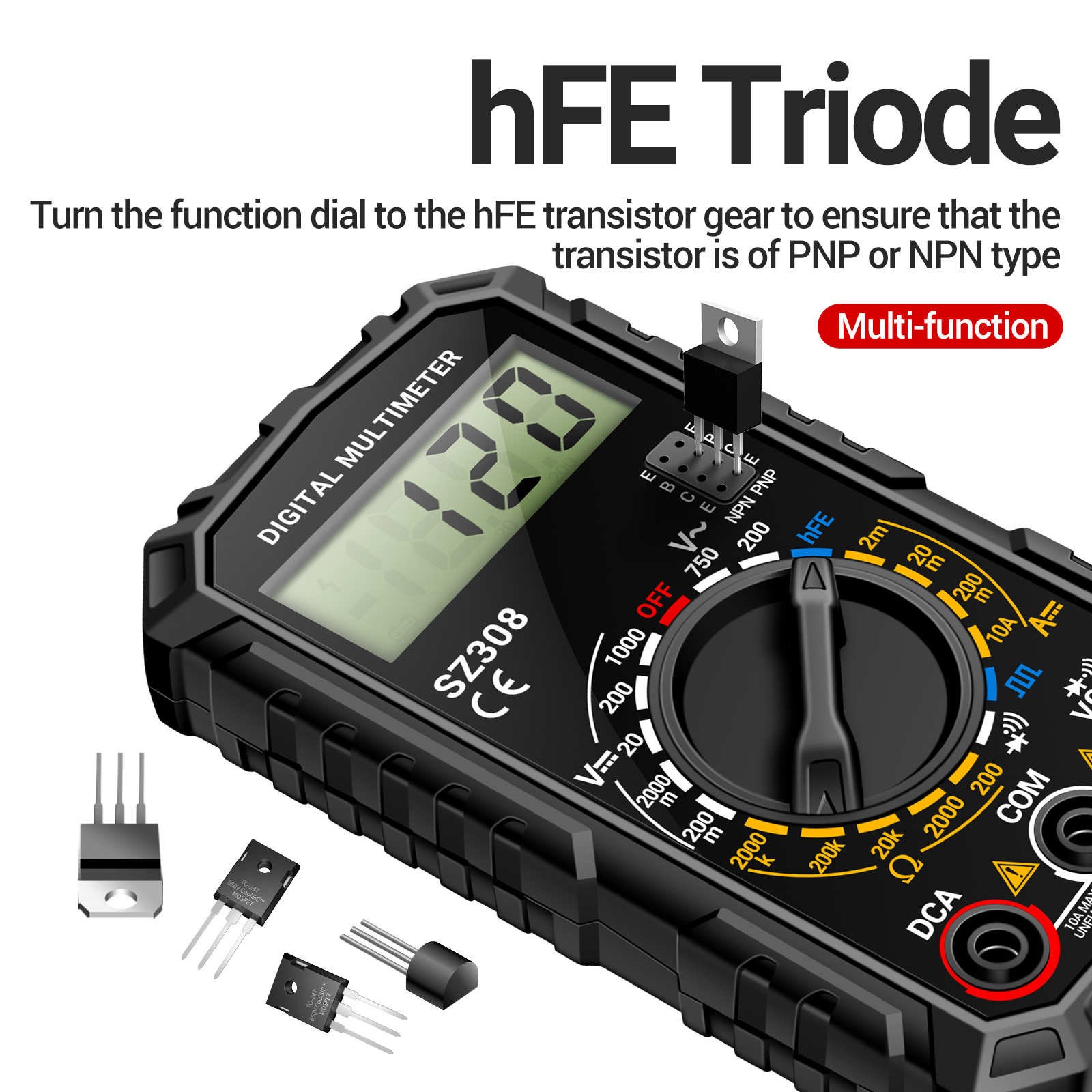 LCD Multimeter with Square Wave for AC DC Voltage Current and Transistor Test