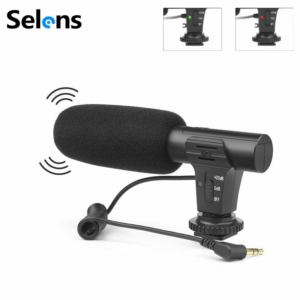 Shotgun Stereo Video Recording Microphone Mic For DSLR Camera DV Video Camcorder