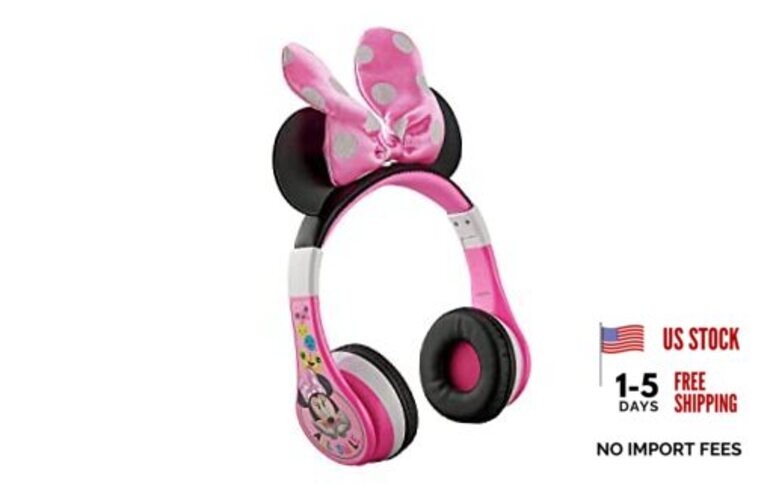 Minnie Mouse Kids Bluetooth Headphones, Wireless with Microphone Includes Aux