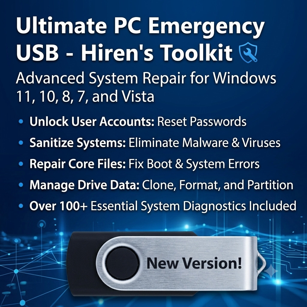 Hiren's Boot PC Repair Recovery Tools Password Antivirus Computer Utility USB