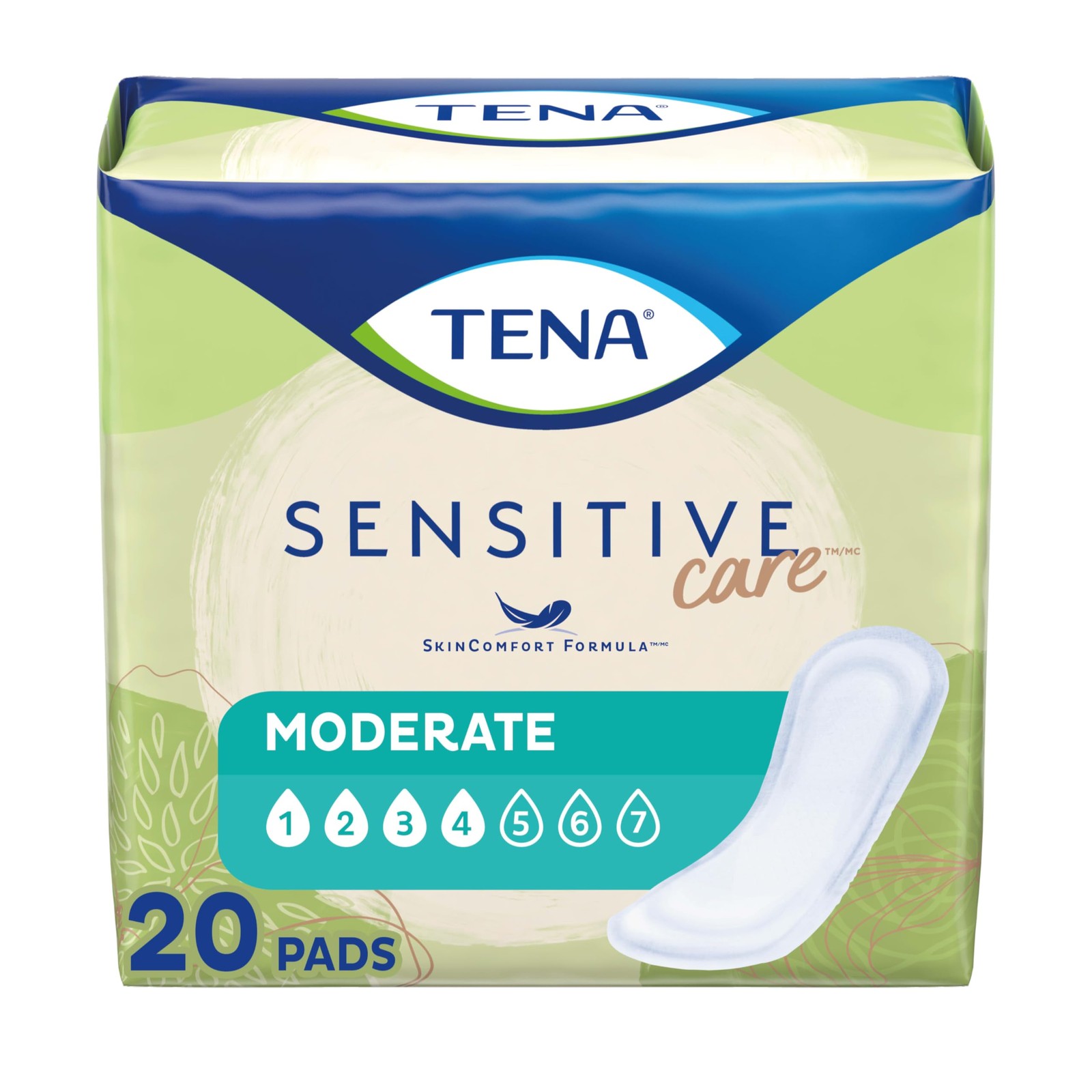 Tena Sensitive Moderate Bladder Control Pads, Incontinence, Regular, White