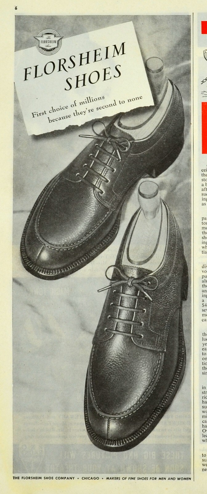 1947 The FLORSHEIM SHOE Magazine print ad - First Choice of Millions