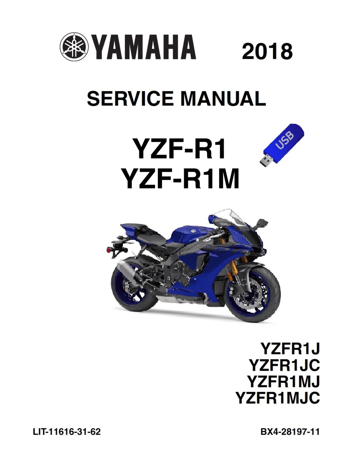 2018 Yamaha YZF-R1 Factory Mechanic Shop Service Repair Manual - USB