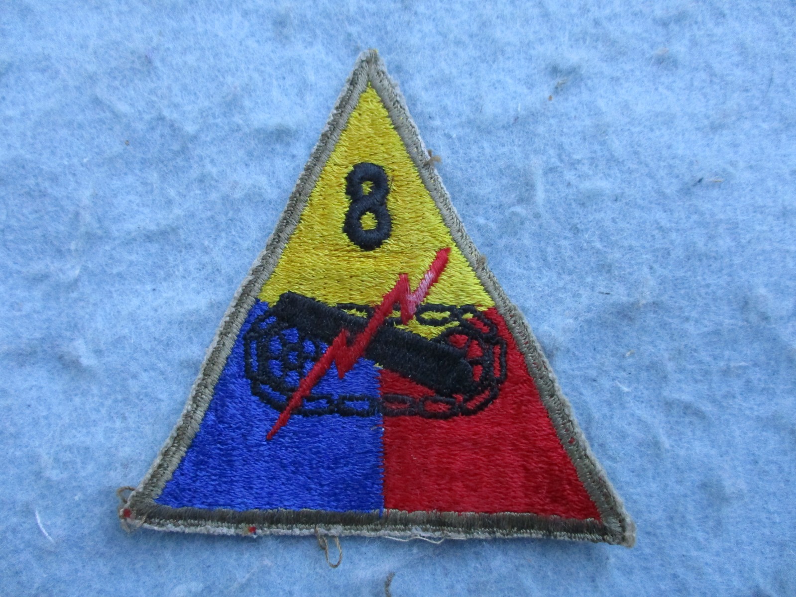 WWII US Army Patch 8th Armor Division Thundering Herd White Back WW2