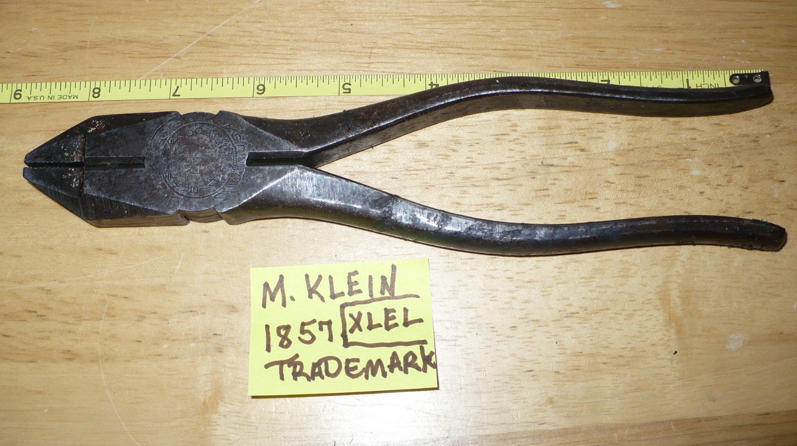 Vintage M. Klein Lineman Pliers 1857 Trademark Reg Chicago USA X L EL 1943 ?