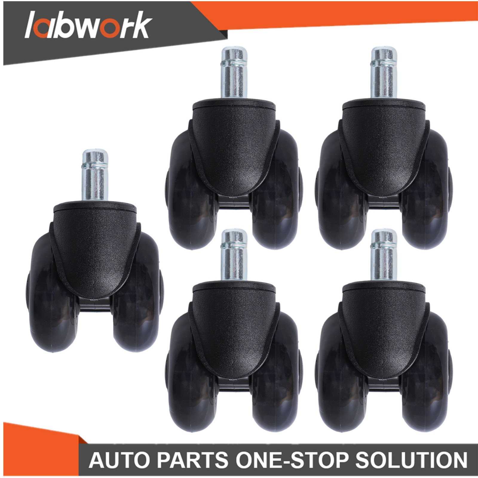 Labwork 5 Pack 2 Inch Universal Mute Rubber Chair Casters 360° Swivel Wheels