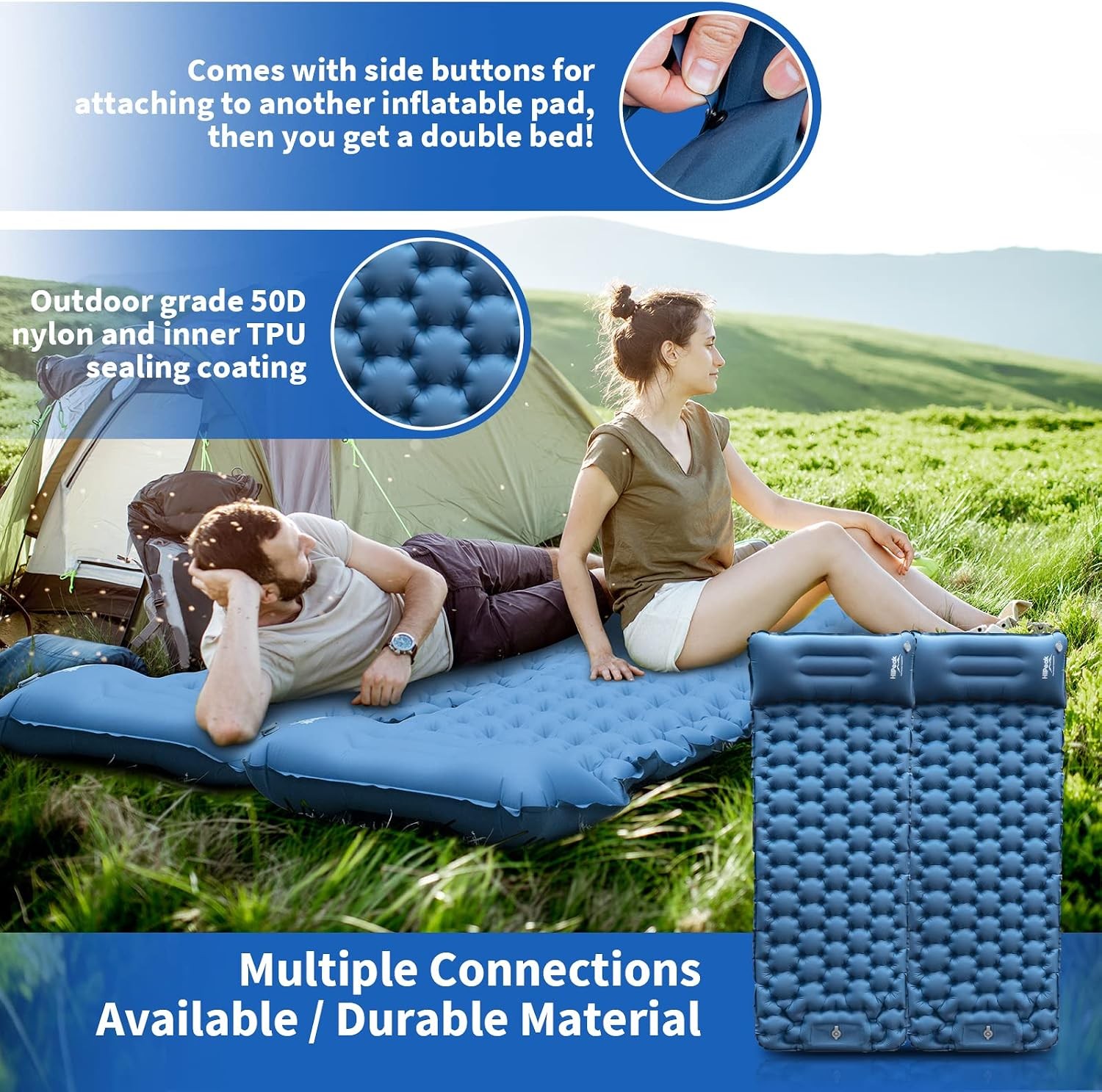 Sleeping Pad for Camping- Ultralight Inflatable Sleeping Mat with Built-in Fo...