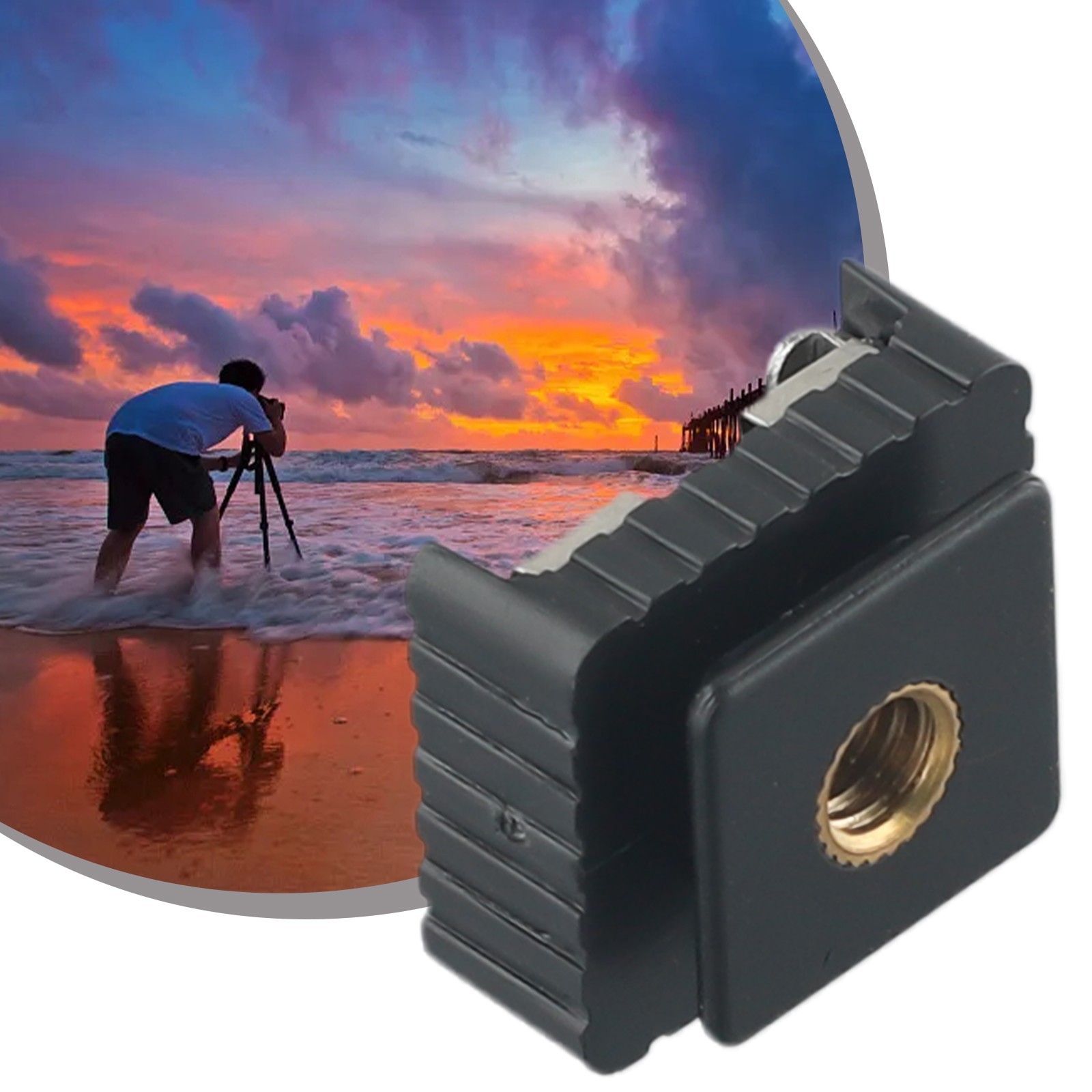 Metal Flash Hot Shoe Mount Adapter to 1/4 " Screw for Studio Light Stand Tripod