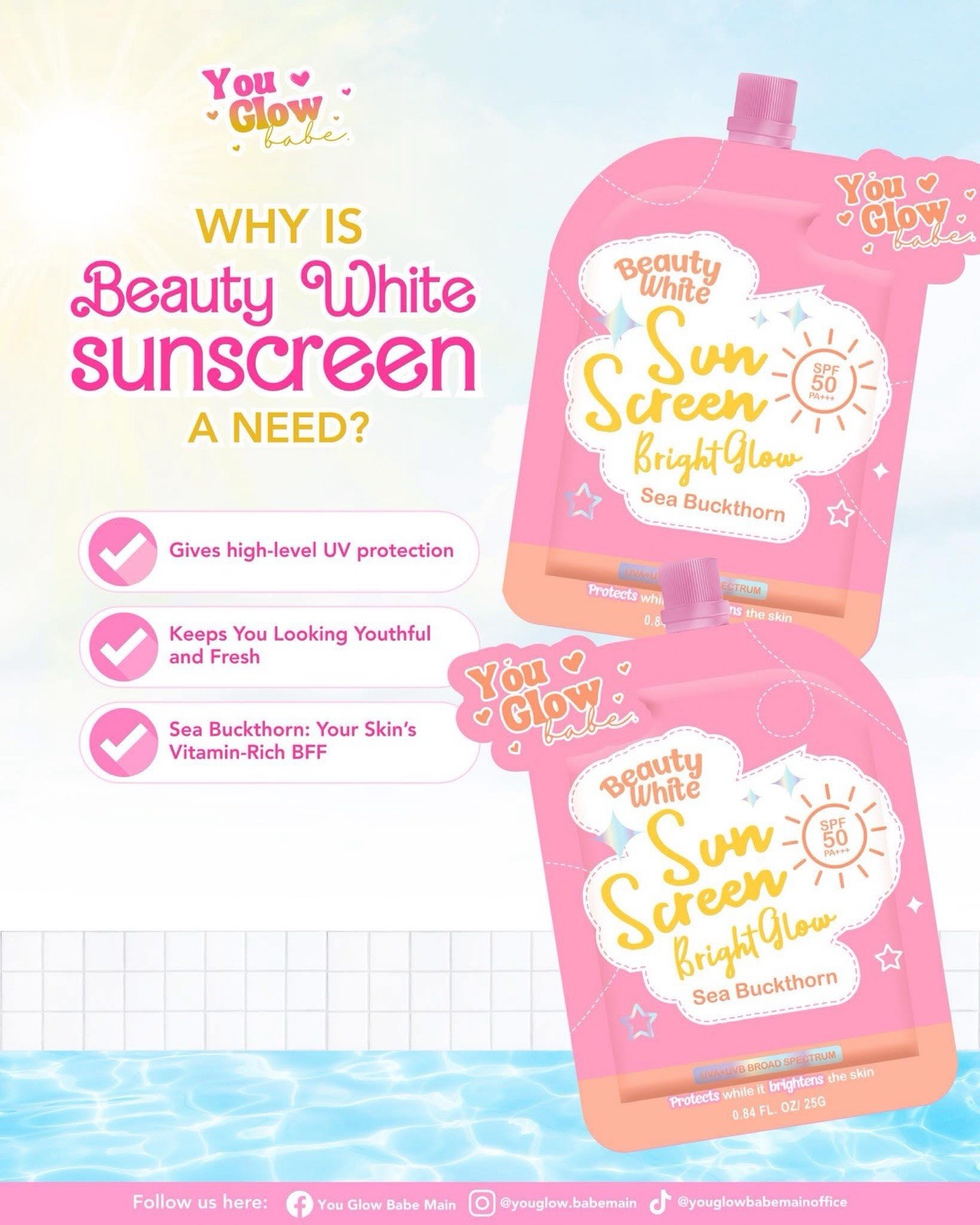 BeautyWhite Sunscreen Bright glow With Sea Buckthorn (2packs)