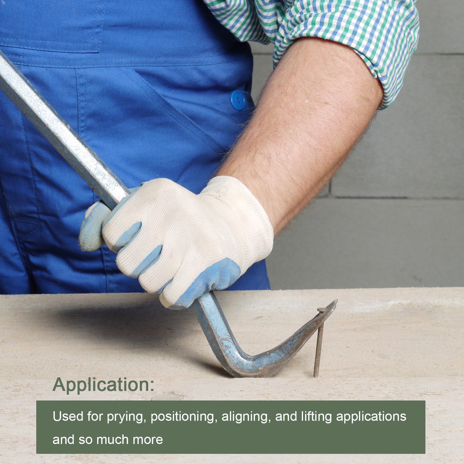 Hexagonal Connecting Bar 36'' Steel Crowbar for Prying and Aligning Chisel End