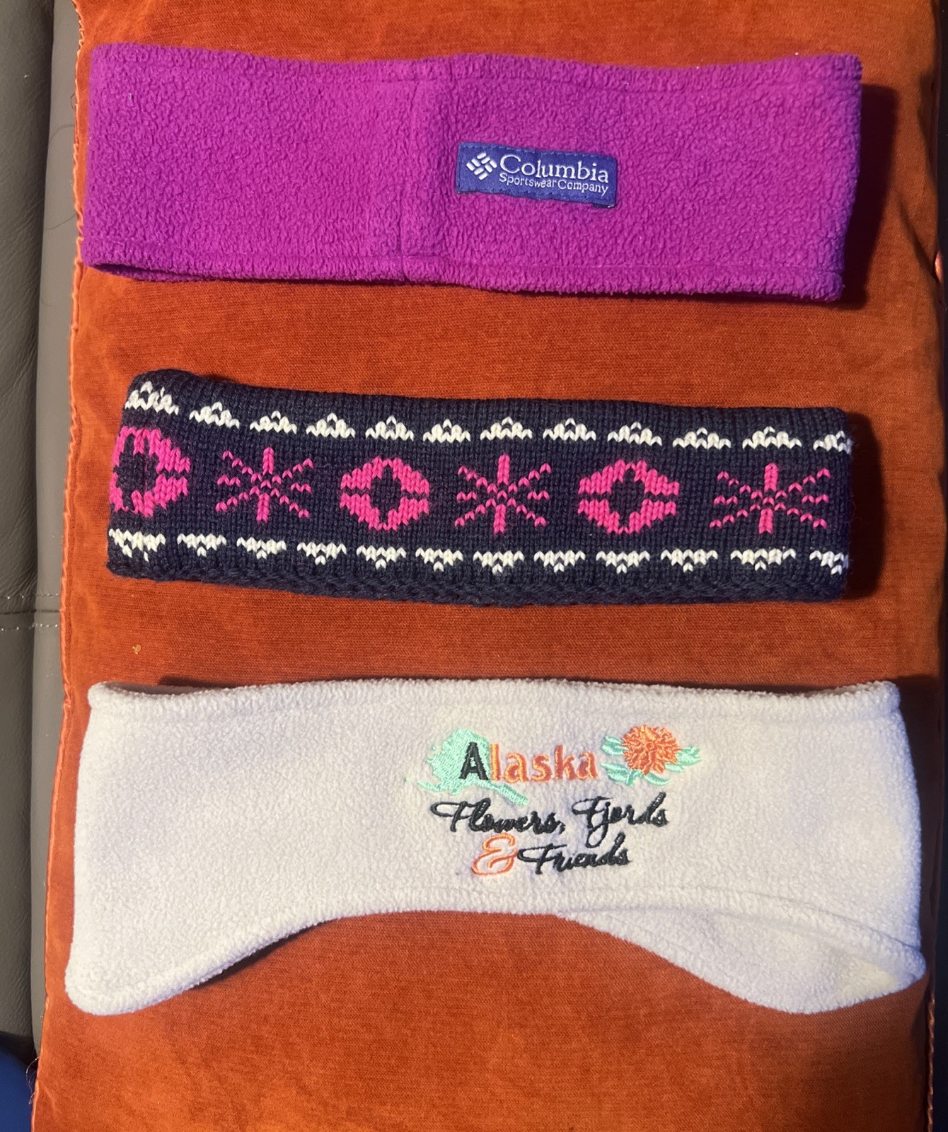 Columbia Fleece Pink 100% Wool  Knit & Alaska Size L Headbands (3) Ear Warmers