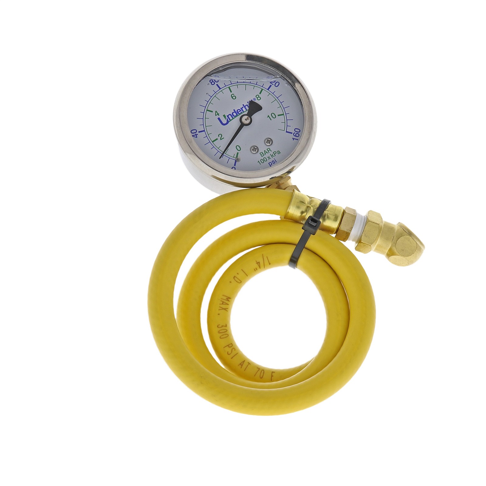 Underhill Pressure Gauge w/Schrader Valve Adapter and Flex Hose