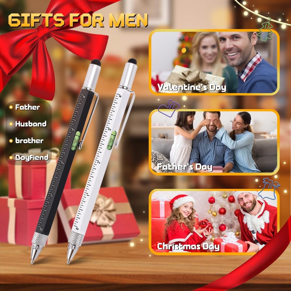 Stocking Stuffers for Men, 9 in 1 Multitool Pen 2Pcs and Black White