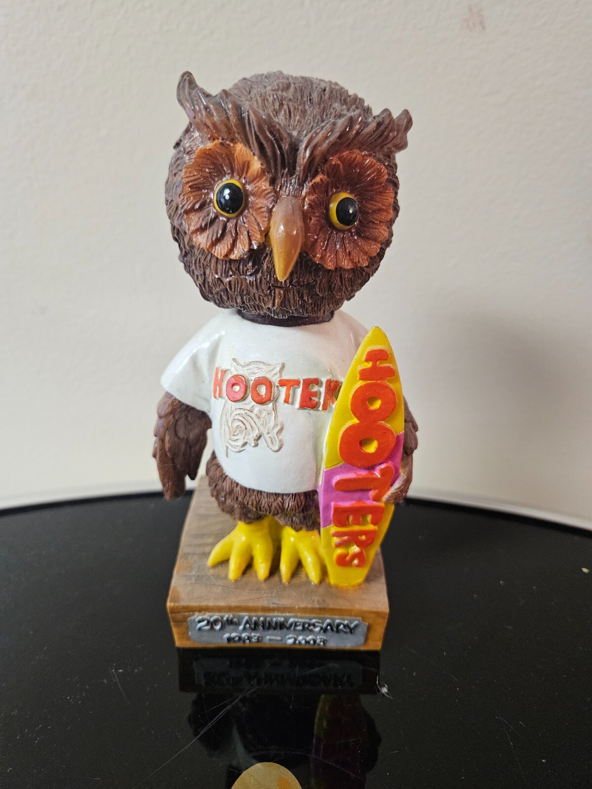 Rare HOOTERS OWL 20TH ANNIVERSARY BOBBLEHEAD Colored Bobblehead Mascot
