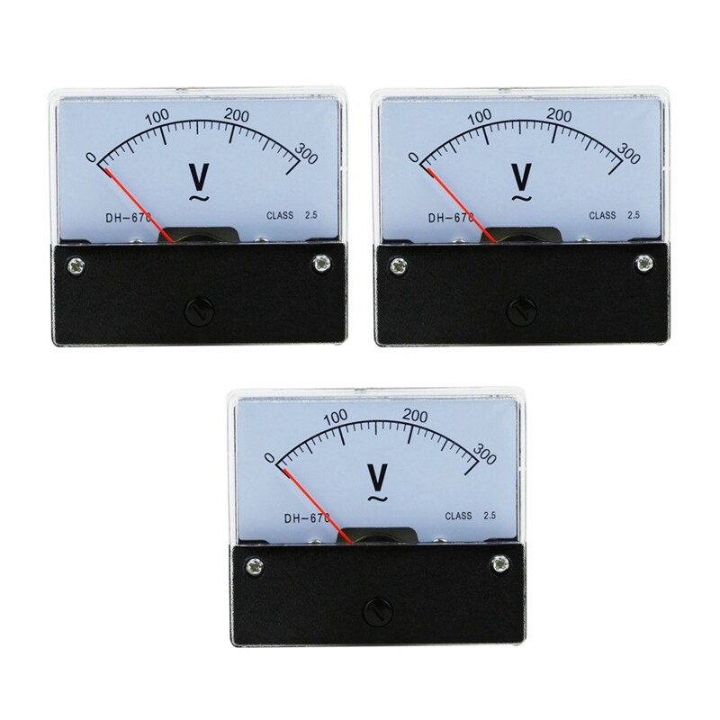 3X Rectangle Ac 0-300V Display Analog Voltage Panel Meter Voltmeter Dh670 O6G6-