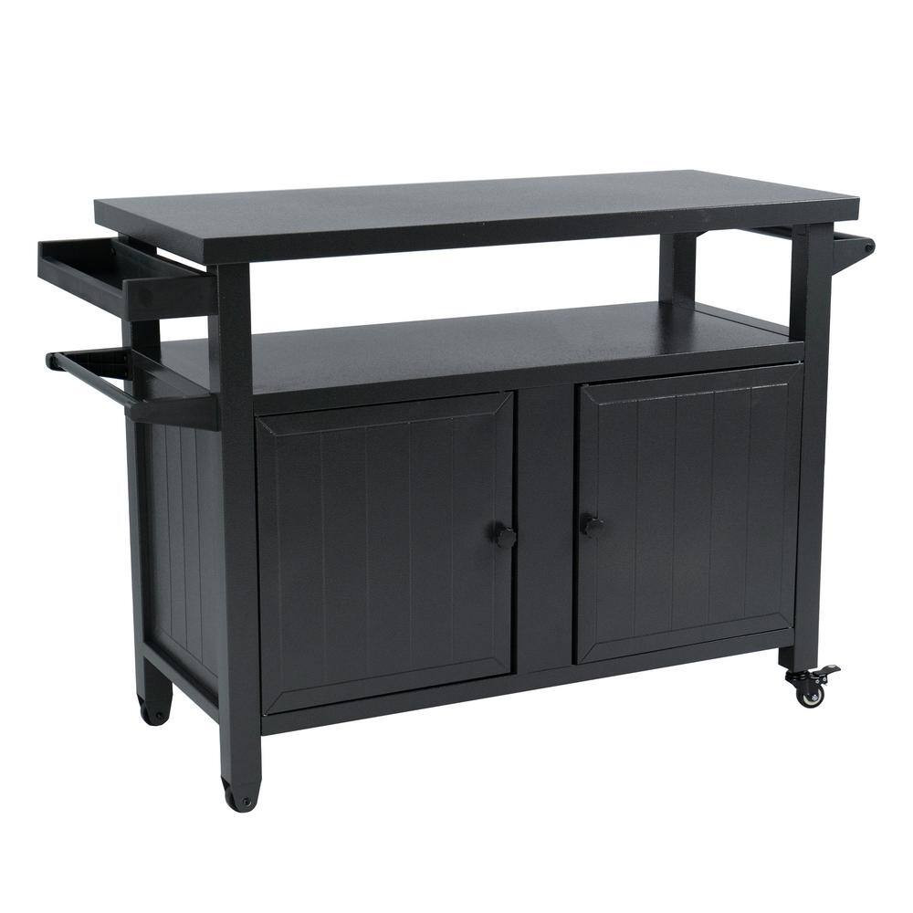 BBQ Grill Storage Cart/Bin Grey Rectangle Metal Table Kitchen Dining Table 51.67