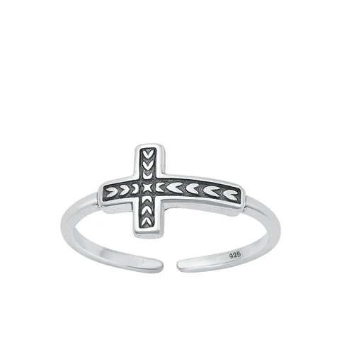 Sterling Silver Fancy East West Cross Adjustable Toe Ring