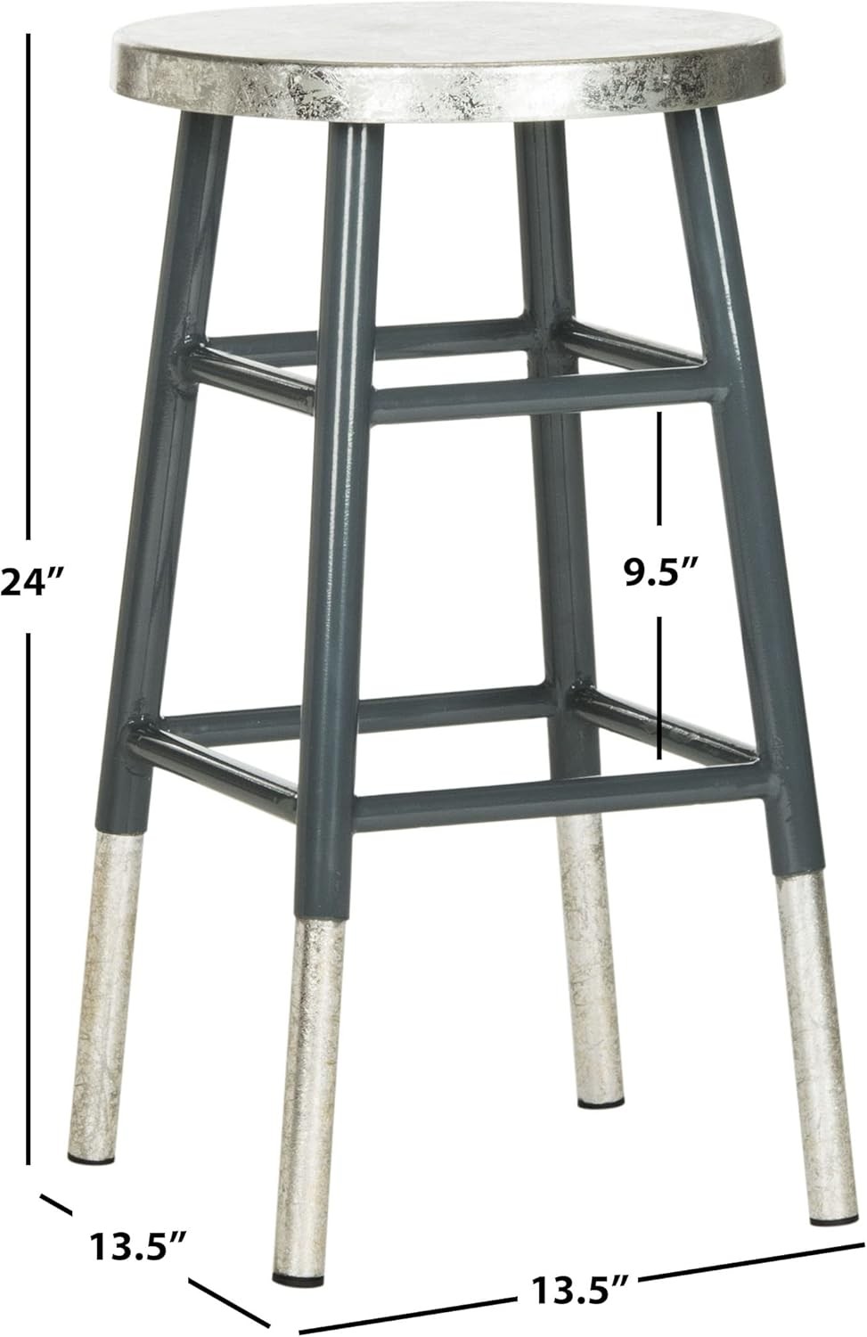 Home Collection Kenzie Grey & Silver 24-inch Counter Stool