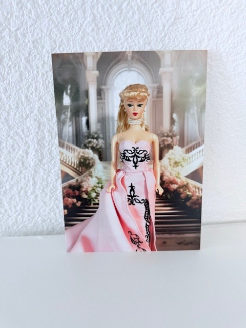 Brand New Barbie in a Beautiful Pink Gown Postcard 5"x7" w/Address Label