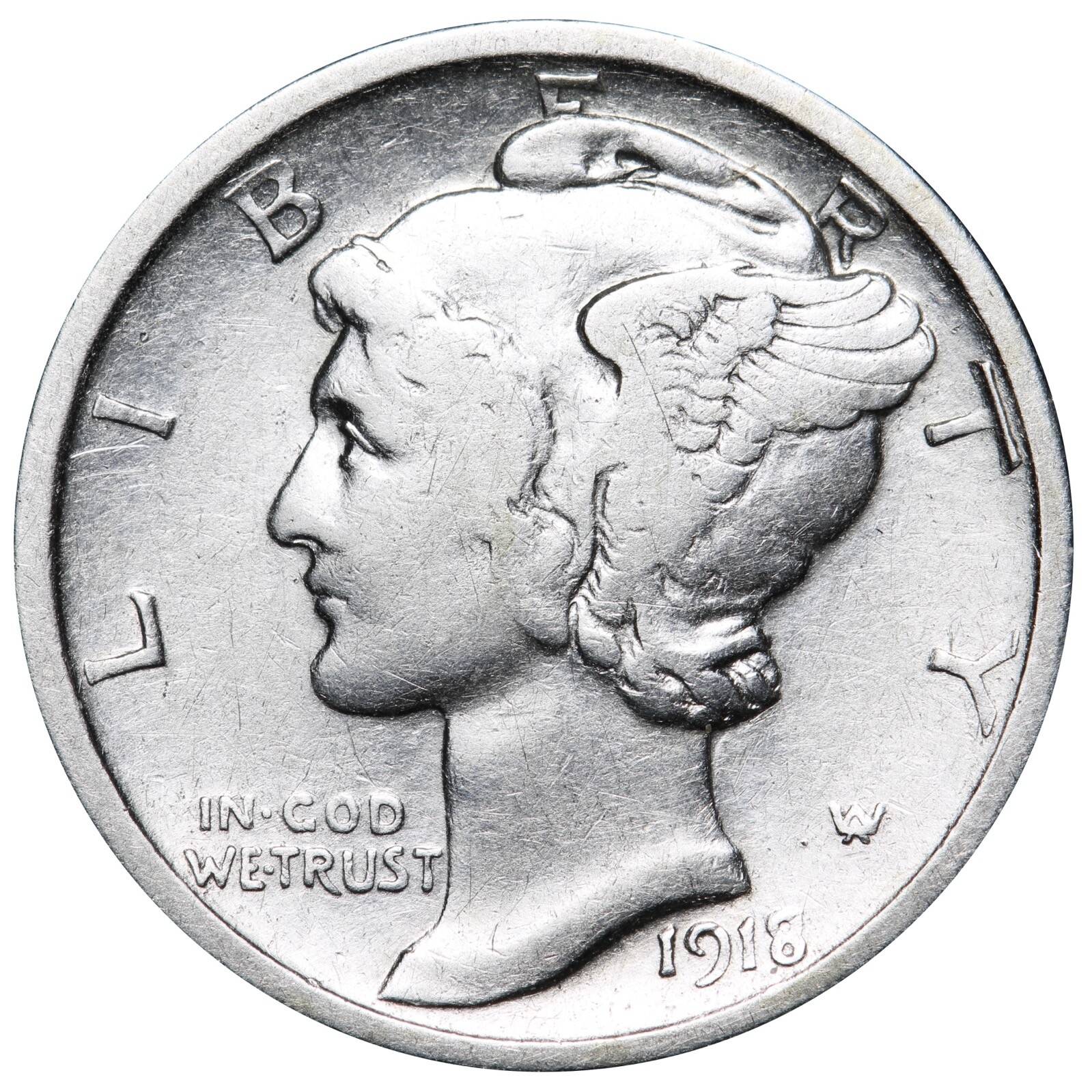 1918-D Mercury Dime XF/AU Nice Coin!
