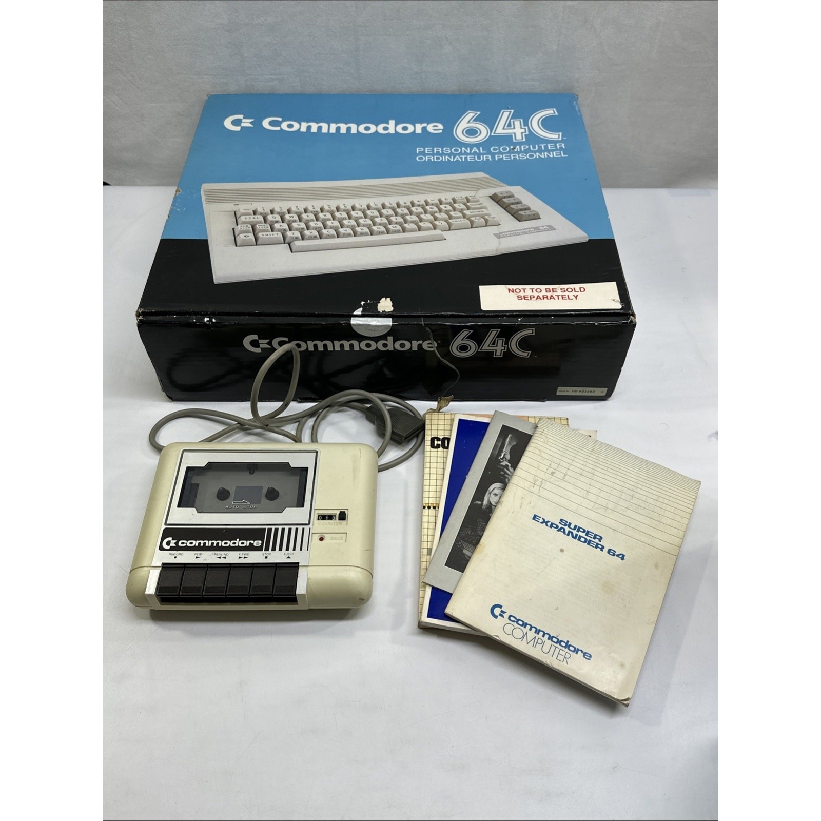 Vintage Commodore 64C Home Computer Console In Blue Box Working W/ Cassette