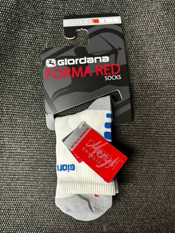 GIORDANA FRC MENS MID CUFF SOCKS- WHITE/BLUE-S