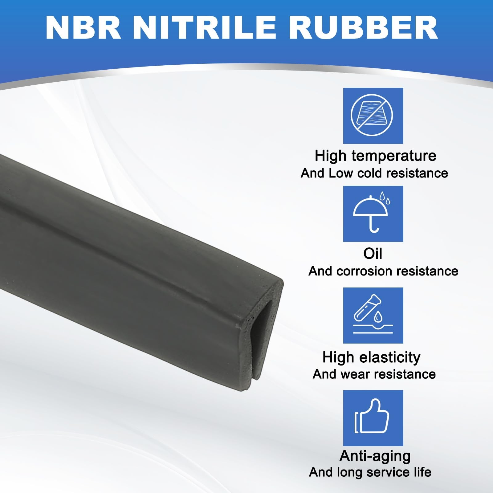 5/32" Rubber Edge Trim, 10 ft Flexible U Channel Edge Guard Protector for She...