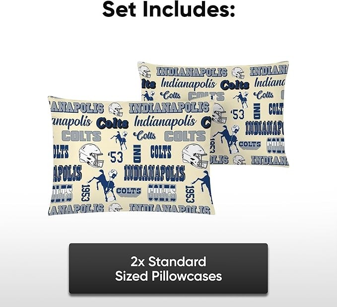 FOCO Indianapolis Colts NFL Retro Standard 2 Pack Pillowcases