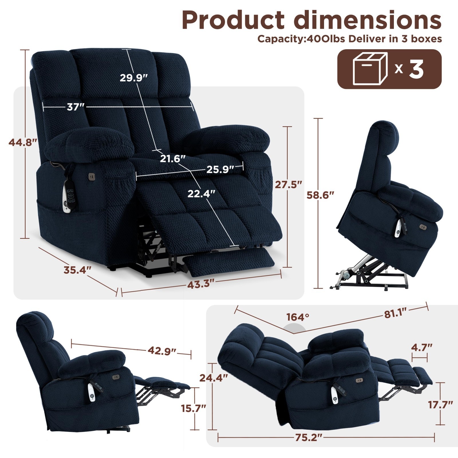 Power Lift Recliner Chair for Elderly with Adjustable Headrest,Oversized Extra