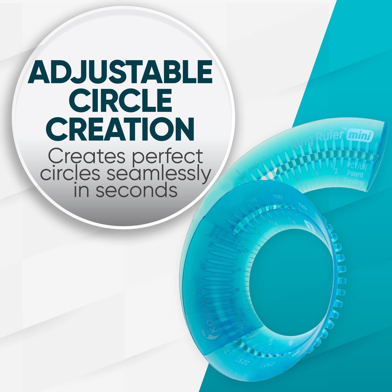 Koala Tools - Mini Ring Ruler for Circle Templates and Surfaces, Circular Rul...