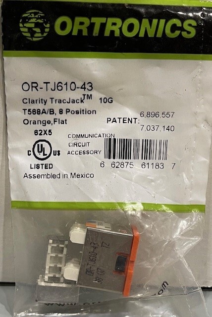 Ortronics OR-TJ610-43 CLARITY TRAC JACK 10G T568 A/B 8 POSISTION ORANGE*LOT OF 4