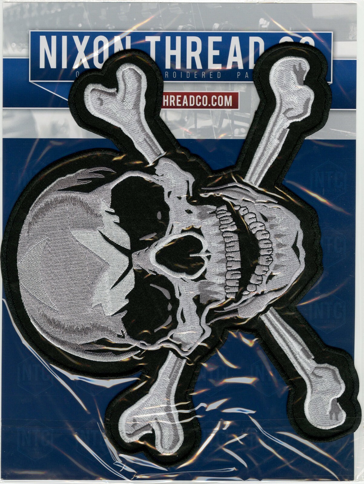 SKULL & CROSSBONES Patch 10" | Skeleton Half Skull | Embroidered Iron On Large