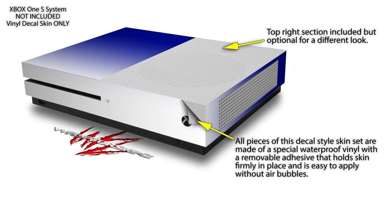 Skin XBOX One S Console Controller Smooth Fades White Blue