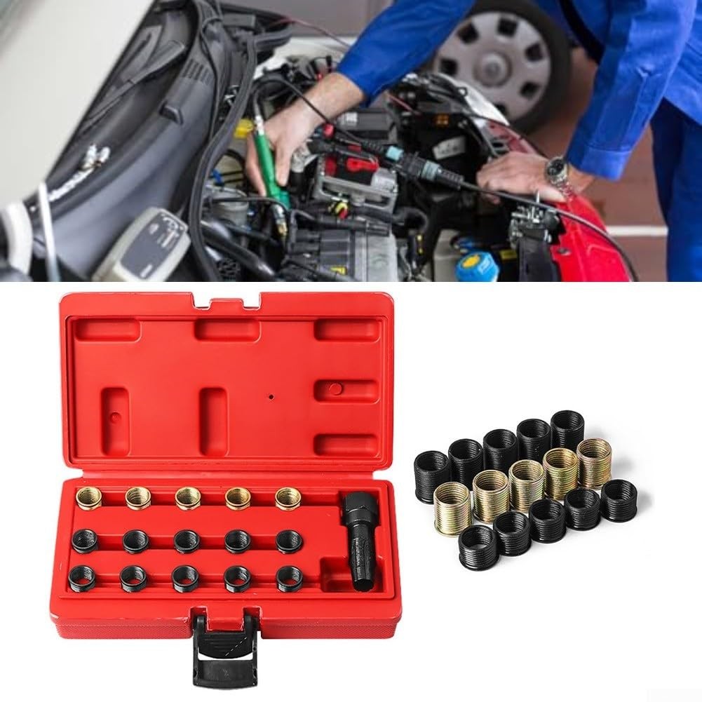 16PCS Spark Plug Thread Repair Kit M14x1.25 Tap Insert Tool Engine Repair Set