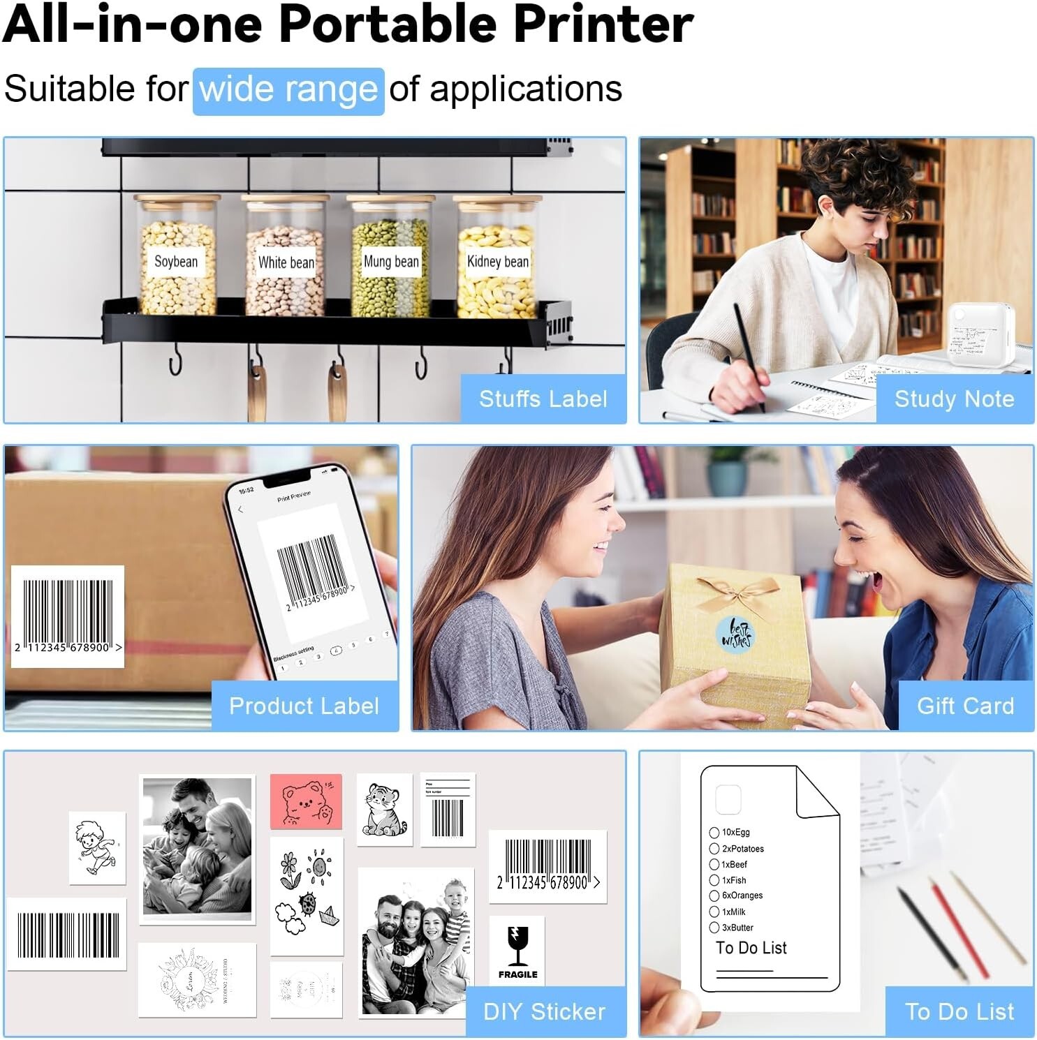 INVISEN Label Maker Machine Mini Label Printer Portable Thermal Printer