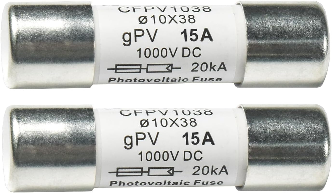 2-Pack HQRP Solar PV Fast Acting Photovoltaic Fuse Link CFPV-1038 15A 10x38mm