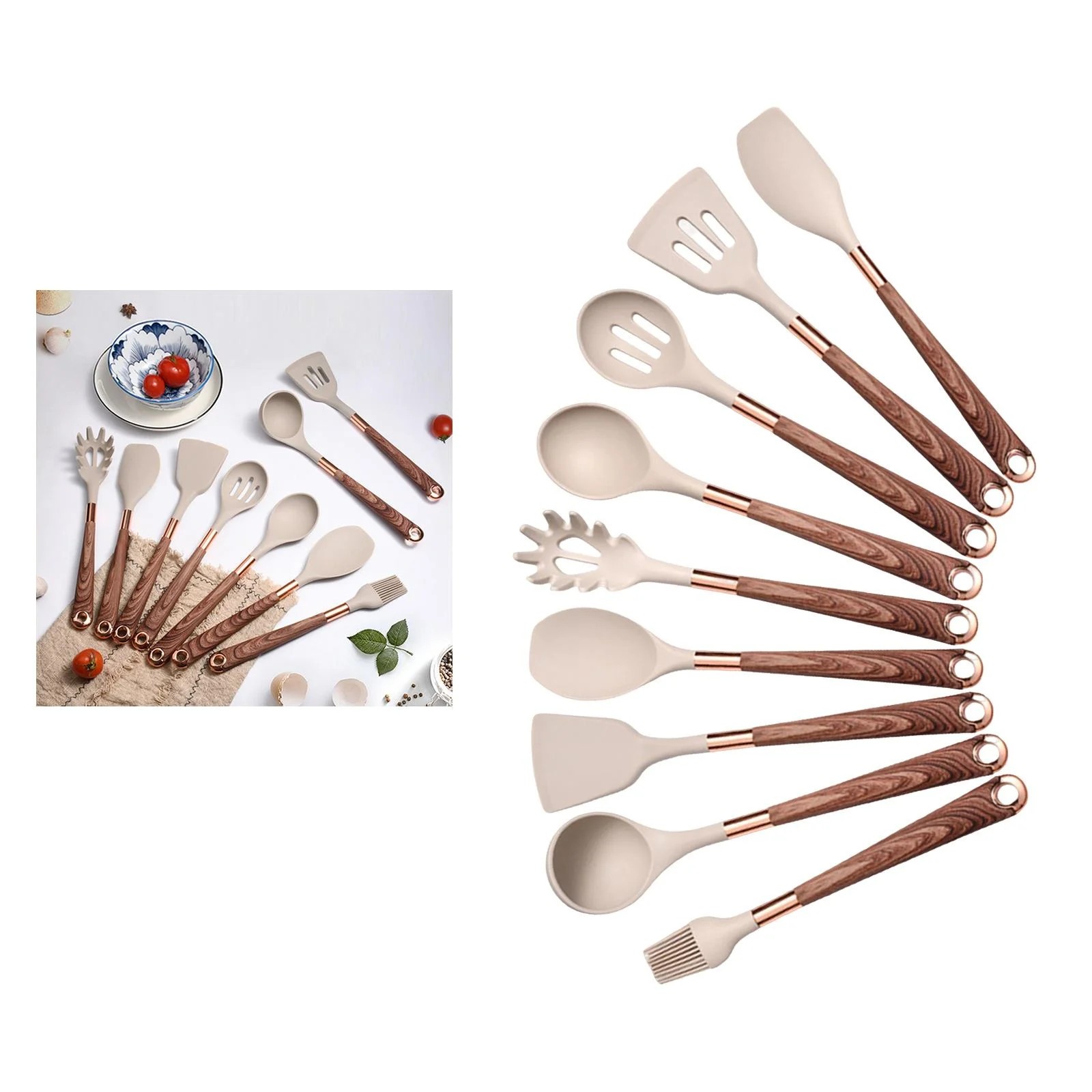 Kitchen Utensils Set, 9pcs Silic Cooking Kitchen Utensils Set Heat Resistance