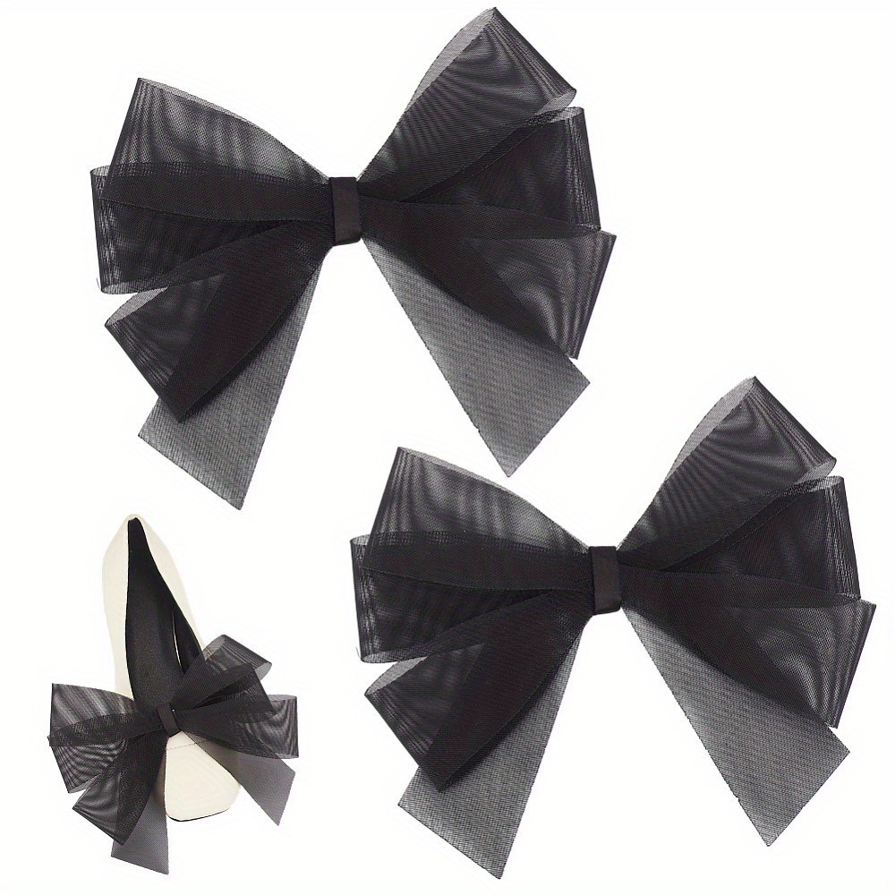 1Pair Organza Bowknots Ornament Accessories Black 160x185x8mm craft toy kit