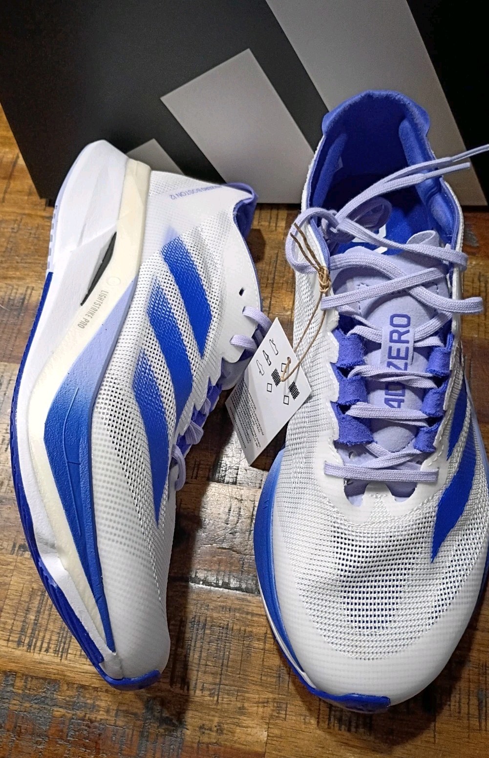 Women's Adidas Adizero Boston Marathon 12  White/Lucid Blue (JI4479) Running 7.5