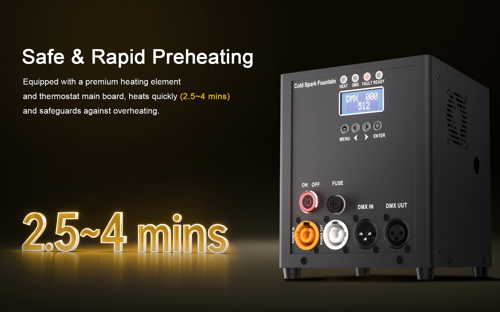 SHEHDS 450W Mini Cold Spark Machine Stage Effect DMX Remote 6.6ft–16.4ft