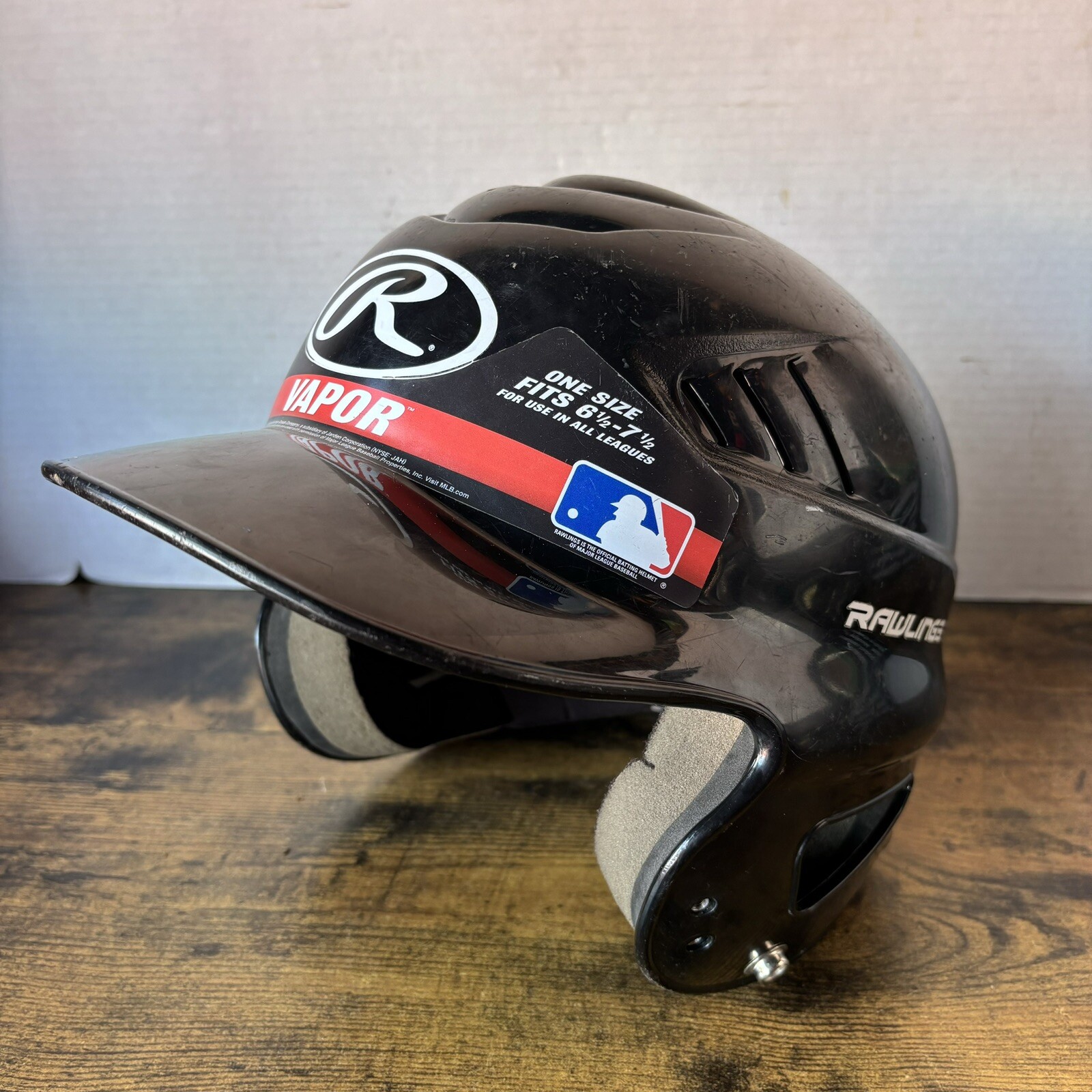 Rawlings VAPOR Batting Helmet Black  Size 6.5 - 7.5  NOCSAE Lightly Used