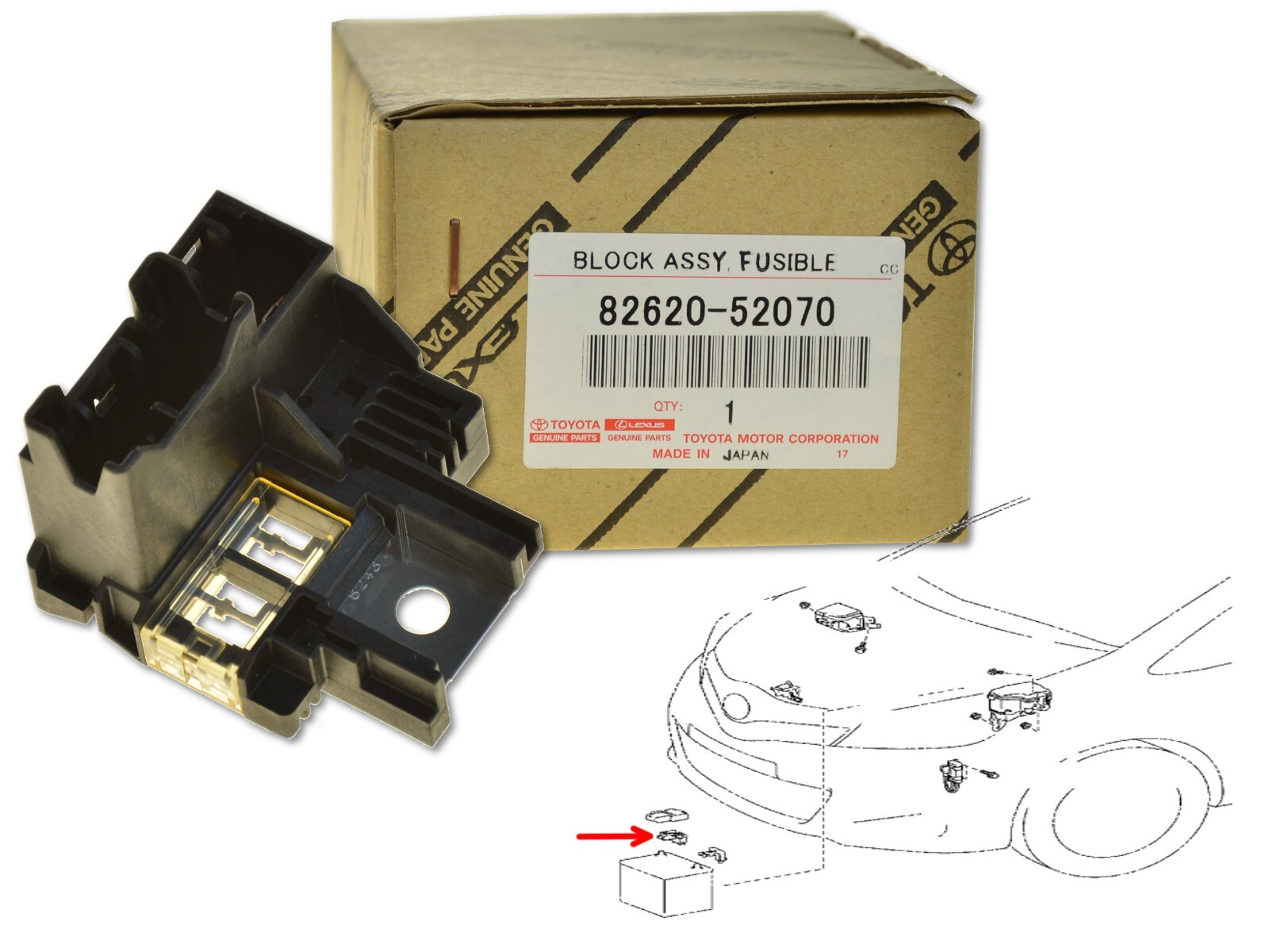 Main Battery Fuse Fusible Link 82620-52070 for Toyota Iq Verso-s Yaris II III