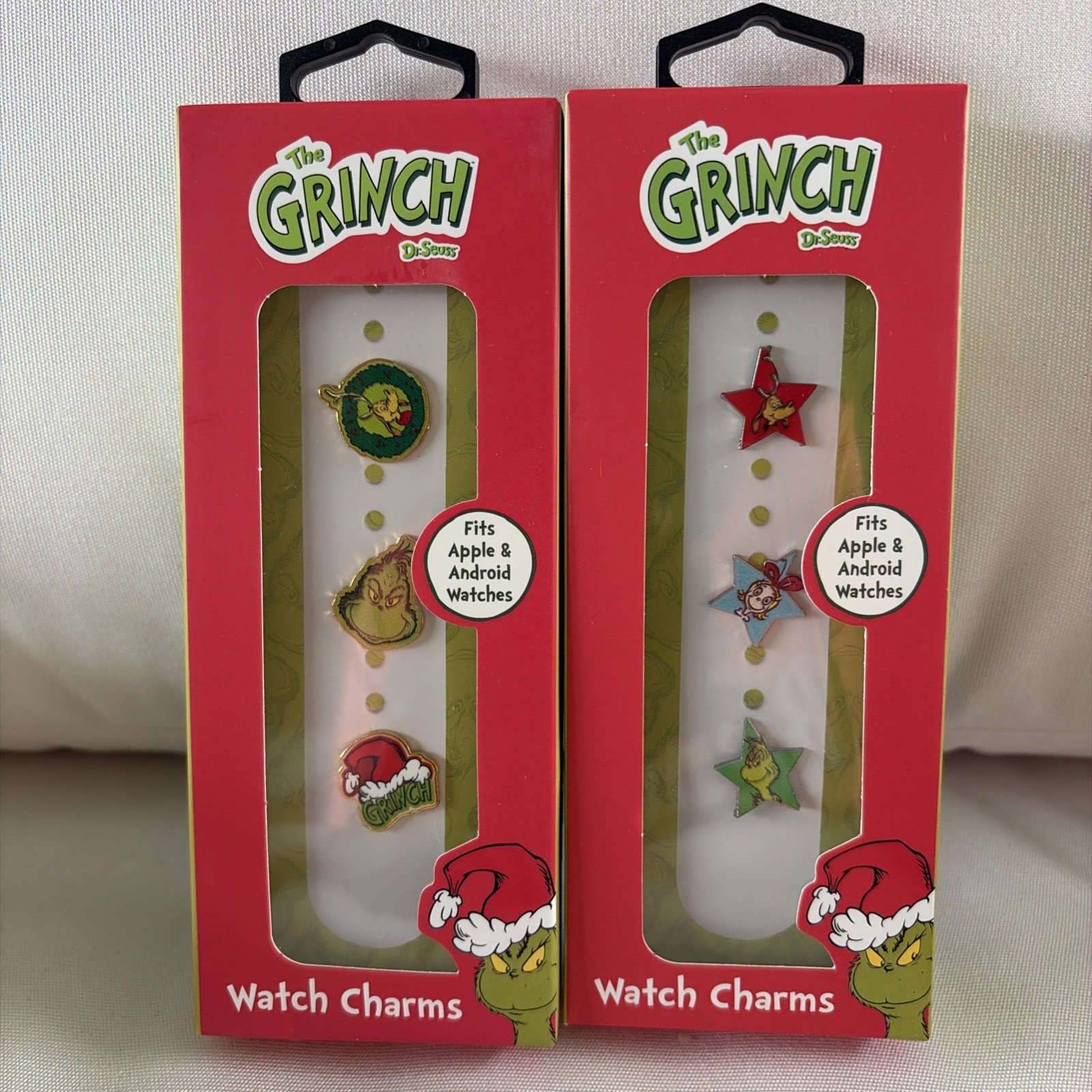 CultureFly Grinch Smart Watch Charms Set of 6 Grinch, Cindy Lou, Max, Santa Hat