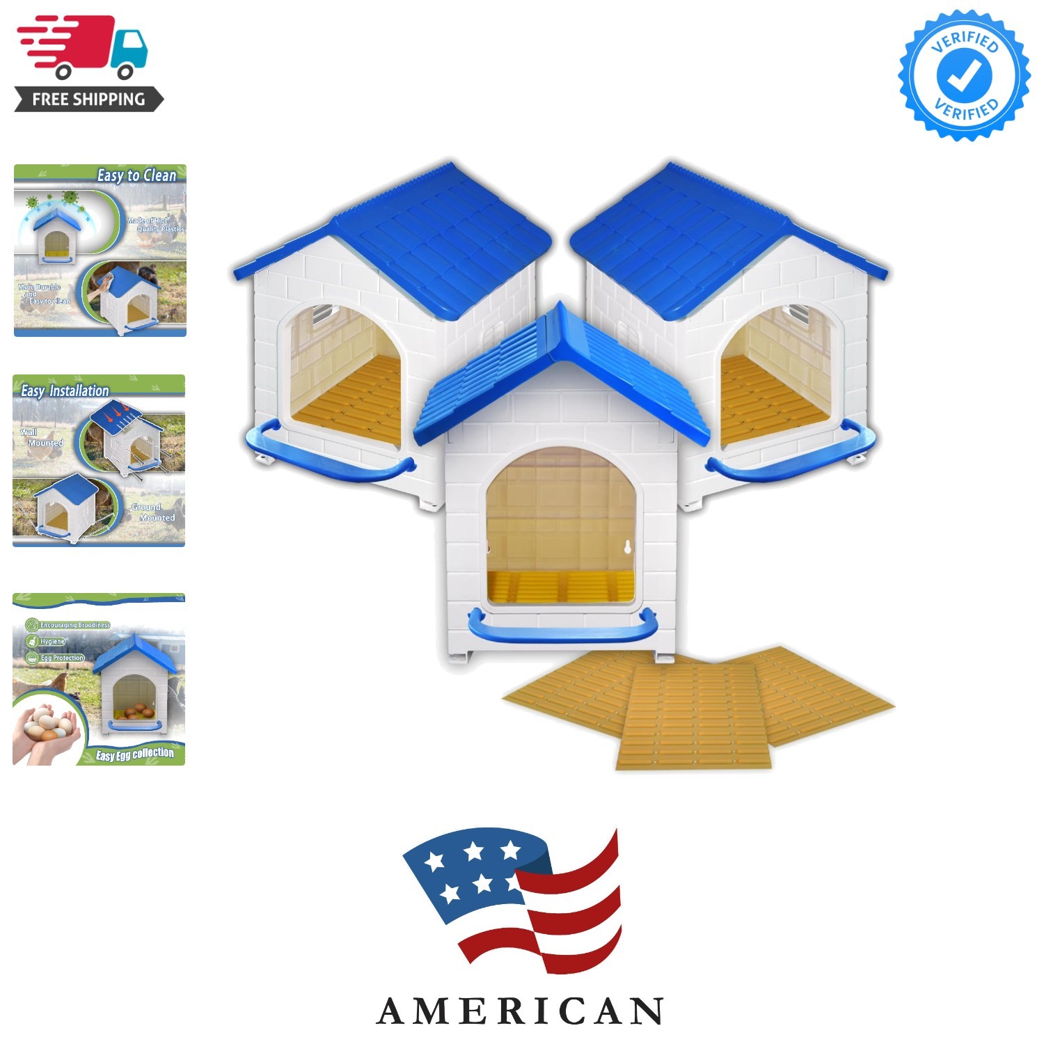 Chicken Nesting Box for Laying Eggs 1/2/3 Pack Large Easy to Assemble Hen Pla...