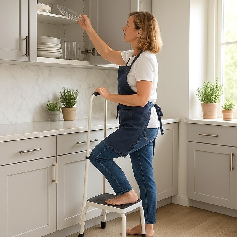 Safety Step Stool W/ Handle Non-Slip Surface Elderly Heavy Duty Portable Support