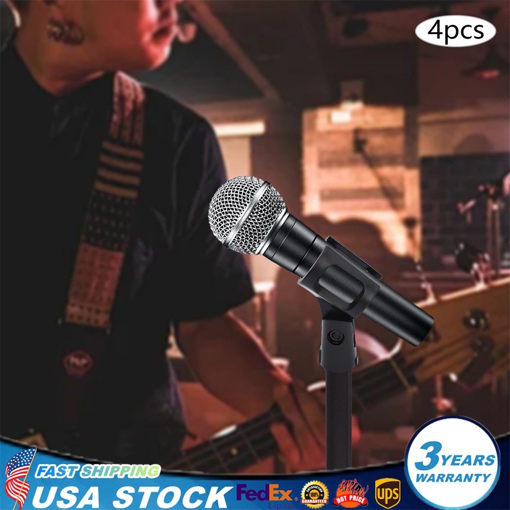 4 Pcs Adjustable Microphone Clip Holders for Wired/Wireless Mics