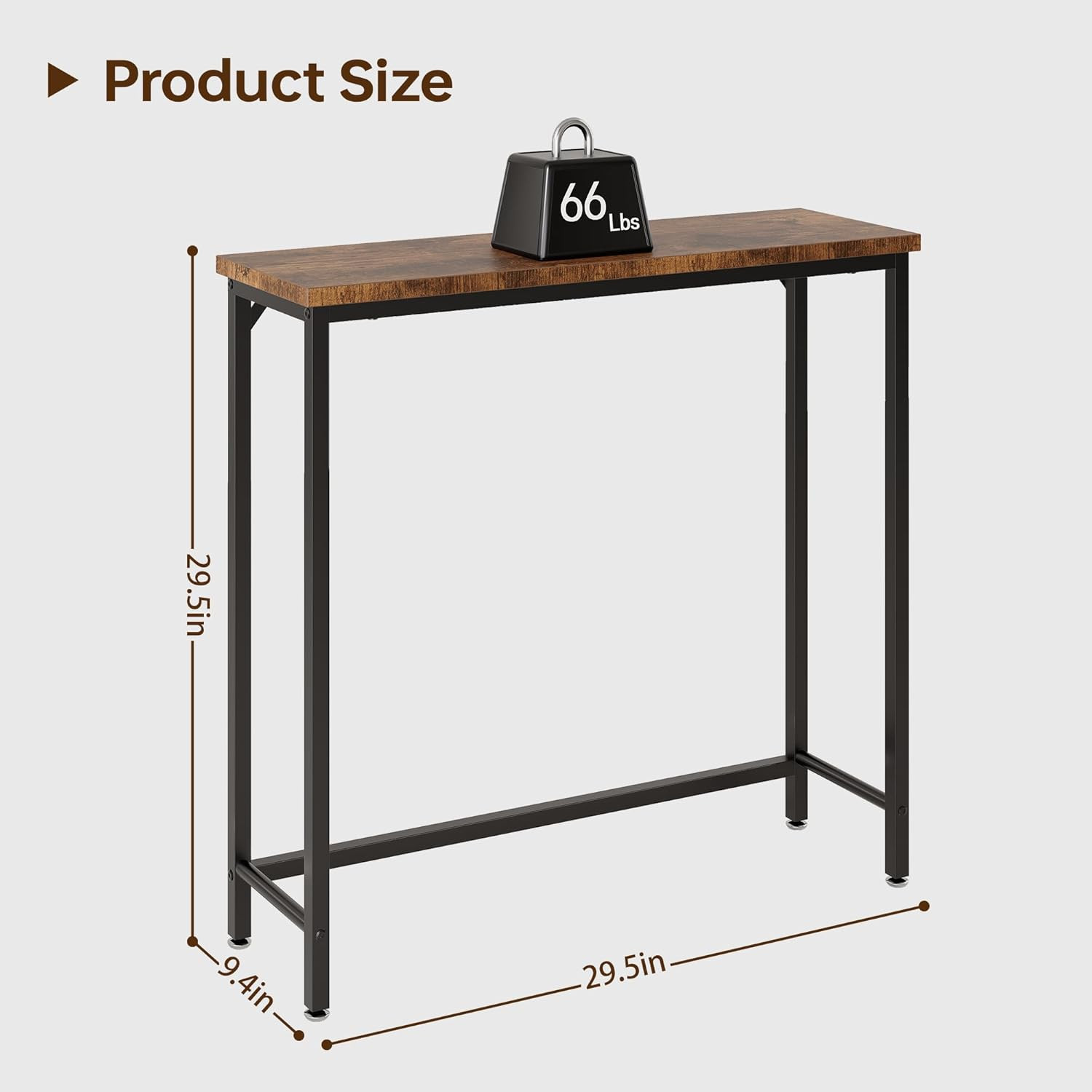 Narrow Entryway Console Table & Sofa Side Table - Industrial Hallway Table for S